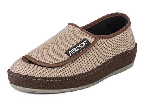 Aerosoft Halbschuh mit Klettverschluss, Gesundheitsschuh für Damen und Herren, ideal als Reha-Schuh, Verbandsschuh, Hausschuh, druckentlastend (Taupe, Numeric_39) von Aerosoft