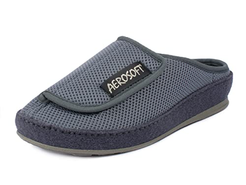 Aerosoft Pantolette mit Klettverschluss, Gesundheitsschuh für Damen und Herren, ideal als Reha-Schuh, Verbandsschuh, Hausschuh, druckentlastend (Grau, Numeric_43) von Aerosoft