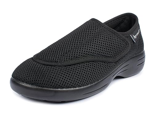 Aerosoft Reha-Halbschuh Stretch 17 Damen Herren Weite G-H Klettverschluss rutschhemmend (schwarz, Numeric_44) von Aerosoft