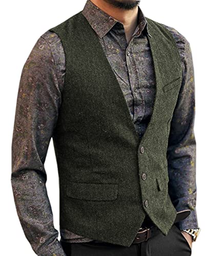 Aesido Casual Herren Weste Anzugweste Slim Fit Wolle Fischgrätenmuster Tweed Business Anzüge Westen Hochzeit Trauzeuge Party Aesido Casual Herren Weste Anzugweste Slim Fit Wolle Fischgrätenmuster Tweed Business Anzüge Westen Hochzeit Trauzeuge Party von Aesido
