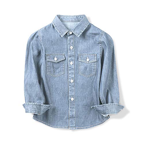 Aeslech Jungen Langarmshirts aus leichtem Denim Gr. 6-7 Jahre, hellblau von Aeslech