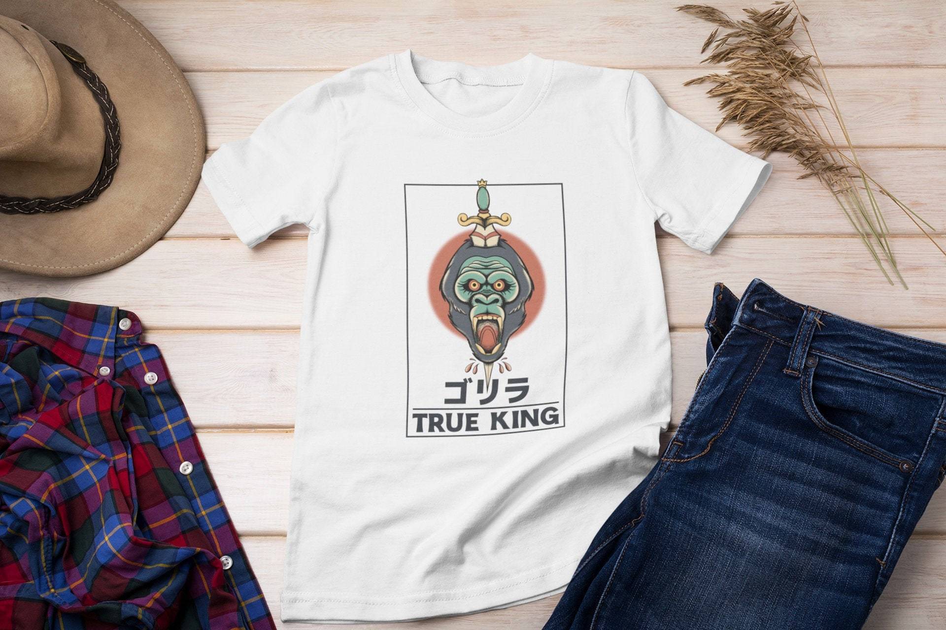 Traditionelles Japan Tattoo Style Gorilla Und Dolch Messer T-Shirt - Ästhetik Edgy von AestheticGoodsStudio