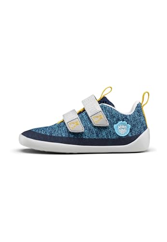 Affenzahn Barfußschuh Knit Happy mit Klettverschluss, Vegan, rutschfest, Flexibel, Reflektierend, besonders leicht in Größe 21-32 Pinguin - Blau von Affenzahn