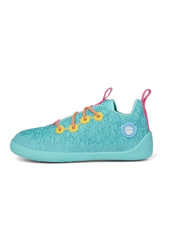 Affenzahn Barfußschuh Knit Schnürer Kinderschuh für Jungen und Mädchen Eule - Blau von Affenzahn