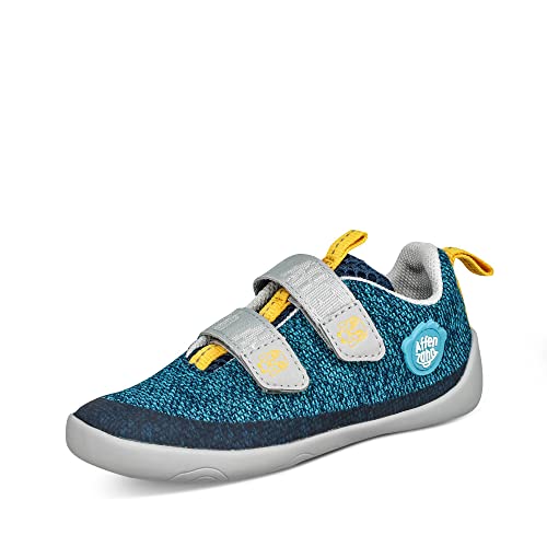 Affenzahn Jungen Schnürhalbschuhe Knit Happy Penguin Barfußschuh Logoschriftzug Textil Kinderschuhe Uni Klettschuh Sneaker von Affenzahn