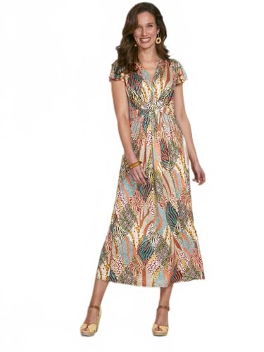 Afibel Langes Kleid mit Safari-Aufdruck, mehrfarbig, 38 Afibel Langes Kleid mit Safari-Aufdruck, mehrfarbig, 38 von Afibel