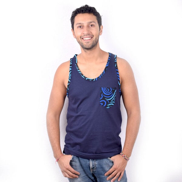 Africulture Tanktop mit Brusttasche aus Westafrikanischem Kitengestoff von Africulture