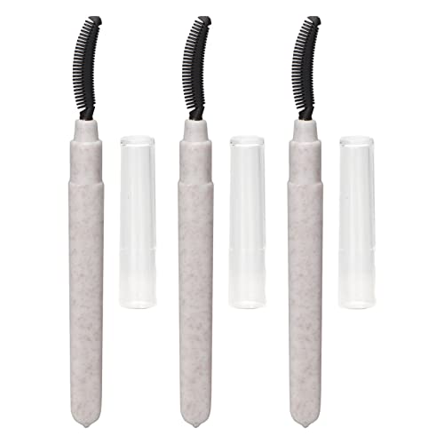 3 Stück Silikon-Wimpernbürste, tragbare Wimperntusche-Bürste, Wimperntuschestäbe, Wimpern-Trennbürste, Mascara-Schild-Spoolies für Wimpernverlängerungen mit Staubschutz zum Trennen der Wimpern (weiß) von Agatige