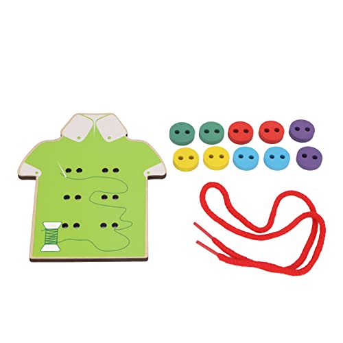 Hölzernes Fädelspielzeug, Kleidungsform-Design, Schnürspielzeug, verbessert die Hand-Auge-Koordination, helle Farben, Holzspielzeug für Kleinkinder(Grün) von Agatige