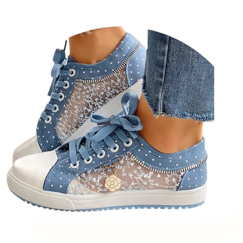 Agiyenna Damen Canvas Sneakers mit Schnürschuhe Sommer Mesh Atmungsaktive Rutschfestigkeit Laufschuhe für Outdoor & Freizeit Elegante Leichtgewicht Niedrige Turnschuhe mit Spitzen Blumenmuster Agiyenna Damen Canvas Sneakers mit Schnürschuhe Sommer Mesh Atmungsaktive Rutschfestigkeit Laufschuhe für Outdoor & Freizeit Elegante Leichtgewicht Niedrige Turnschuhe mit Spitzen Blumenmuster von Agiyenna