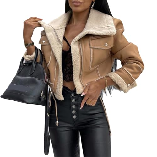 Agiyenna Damen Jacke aus Wildlederimitat Elegante Reversjacke aus Wolle Feste Wolljacke mit Taschen Warme Casual Winterwolljacke Langarm Motorradjacke Freizeitjacke mit Reißverschluss Agiyenna Damen Jacke aus Wildlederimitat Elegante Reversjacke aus Wolle Feste Wolljacke mit Taschen Warme Casual Winterwolljacke Langarm Motorradjacke Freizeitjacke mit Reißverschluss von Agiyenna