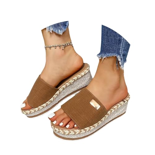 Agiyenna Damen Plateau Sandalen Leichte Sommerschuhe Elegant Römersandalen Bequeme Casual Sandalen mit Absatz Outdoor Wassersandalen Sommer Hausschuhe Slip On Sandaletten von Agiyenna