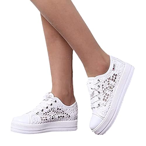 Agiyenna Damen Sneakers Leicht Atmungsaktive Ausgeschnittene Spitze Mesh Turnschuhe Mit Keilabsatz Laufschuhe rutschfest Turnschuhe Sommer Schuhe Outdoor Walkingschuhe Halbschuhe von Agiyenna