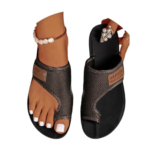 Agiyenna Damen Sommer Strandsandalen Casual Bequeme Damenschuhe Sommer Big Toe Hallux Valgus Orthopädische Sandalen Mesh Angenehme Sandaletten Leichte Elegant Flach Sandalen von Agiyenna