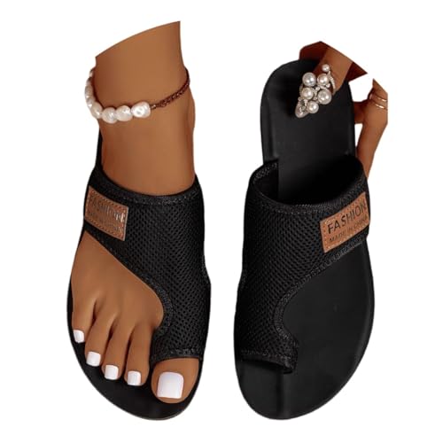 Agiyenna Damen Sommer Strandsandalen Casual Bequeme Damenschuhe Sommer Big Toe Hallux Valgus Orthopädische Sandalen Mesh Angenehme Sandaletten Leichte Elegant Flach Sandalen von Agiyenna