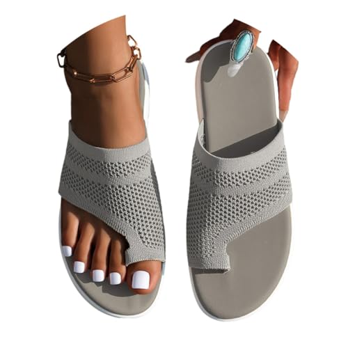 Agiyenna Damen Sommer Strandsandalen Casual Bequeme Damenschuhe Sommer Big Toe Hallux Valgus Orthopädische Sandalen Mesh Angenehme Sandaletten Leichte Elegant Flach Sandalen von Agiyenna