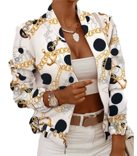 Agiyenna Y2K Damen Langarm Bomberjacke Elegant Jacke mit Blumenmuster und Reißverschluss Leicht Jacke Streetwear Lässiger Kurzmantel Stehkragen Outwear Kurz Mantel Vintage Kurz Coat Agiyenna Y2K Damen Langarm Bomberjacke Elegant Jacke mit Blumenmuster und Reißverschluss Leicht Jacke Streetwear Lässiger Kurzmantel Stehkragen Outwear Kurz Mantel Vintage Kurz Coat von Agiyenna