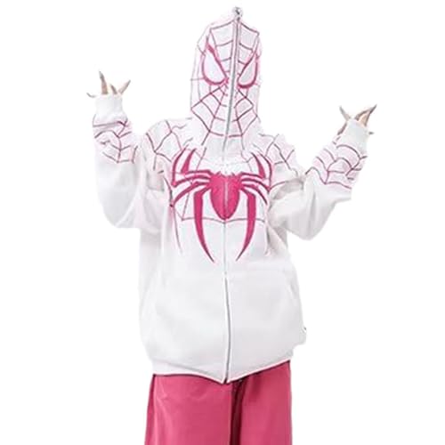 Agiyenna Y2k Zip Up Hoodie Damen Herren Spiderman Kapuzenpullover Langarm Gothic Zipper Kapuzenjacke Halloween Cosplay von Agiyenna