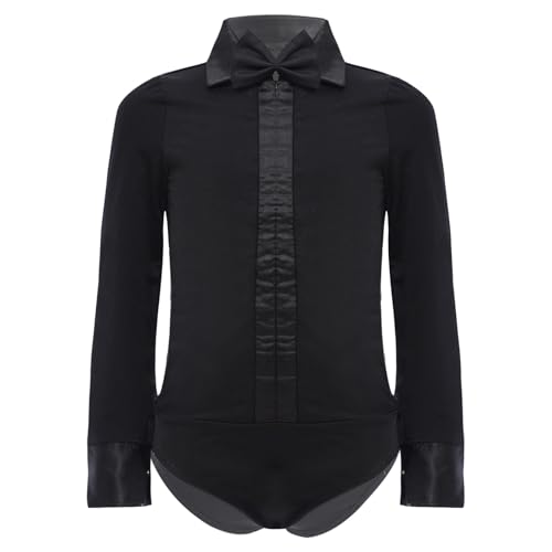Agoky Jungen Langarm Tanzbody Latein Bodysuit Anzug Hemd Shirt mit Fliege Einteiler Jumpsuit Overall Kurz Kinder Leotards Schwarz 146-152 Agoky Jungen Langarm Tanzbody Latein Bodysuit Anzug Hemd Shirt mit Fliege Einteiler Jumpsuit Overall Kurz Kinder Leotards Schwarz 146-152 von Agoky