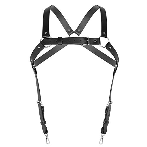 Agoky Leder Hosenträger für Herren Brust Harness Body Körper Geschirr Einstellbar Gürtel Fetisch Dessous Schwarz A One_Size von Agoky