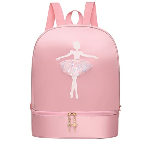 Agoky Mädchen Ballett Rucksack Kleinkind Tanztasche Sporttasche Gymnastiktasche Schick Schulrucksack für Sport Gymnastik Schule Rosa C One Size von Agoky