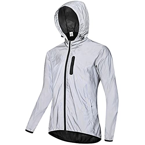 Agolu Fahrradjacke Herren Damen Voll Reflektierend Radjacke Wasserdicht Atmungsaktiv Radlerjacke Winddicht Laufjacke MTB Jacke Hohe Sichtbarkeit Windjacke mit kapuze Win(Size:M,Color:Style 1) von Agolu