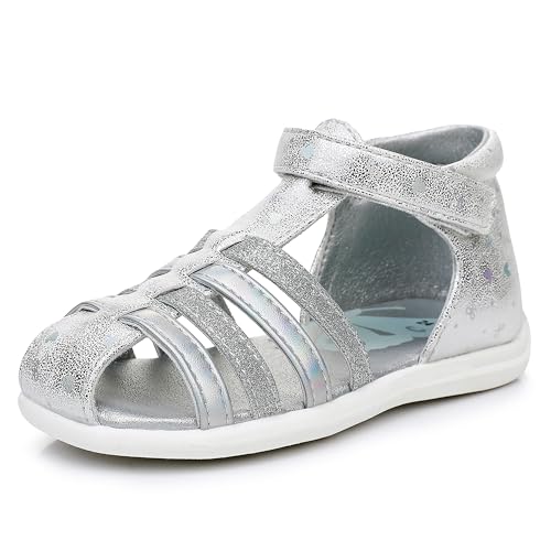 Ahannie Kinder Jungen Mädchen Outdoor Fischer Sandalen, Unisex Kind Geschlossene Zehenkappe erste Sommer Fischer Schuhe(EUAH02-Silver/Gray-21) von Ahannie