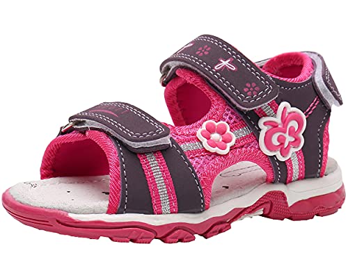 Ahannie Mädchen Outdoor Sportsandalen, Klettverschluss Sommer Freizeit Sandalen für Mädchen, Kinder Riemchensandalen(Color : Violett, Size : 23 EU) von Ahannie