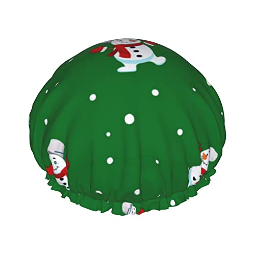 Dance Christmas Snowman Duschhaube, wiederverwendbare Duschhauben für Frauen, langes Haar, doppelschichtiger wasserdichter Duschhut, Haarschutz für Kinder, Mädchen, Männer von Ahdyr