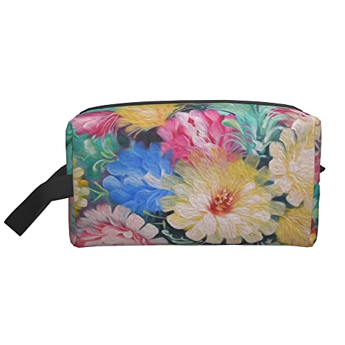 Kulturbeutel für Damen und Herren, wasserdichte Kosmetiktasche, Reise-Make-up-Tasche, Organizer mit Griff, Bunte Blumenvase, Aufbewahrungstasche von Ahdyr