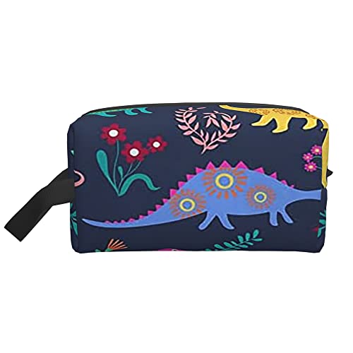 Kulturbeutel für Damen und Herren, wasserdichte Kosmetiktasche, Reise-Make-up-Tasche, Organizer mit Griff, Dinosaurier-Astronauten-Aufbewahrungstasche von Ahdyr