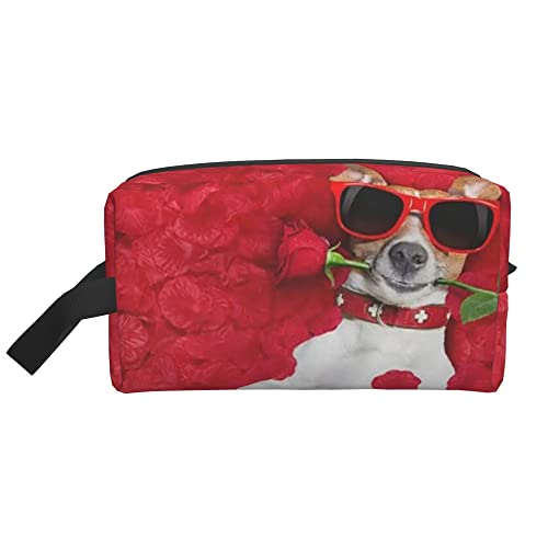 Kulturbeutel für Damen und Herren, wasserdichte Kosmetiktasche, Reise-Make-up-Tasche, Organizer mit Griff, Hundeblume, Rose, Aufbewahrungstasche von Ahdyr