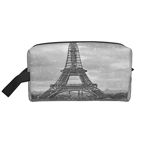 Kulturbeutel für Damen und Herren, wasserdichte Kosmetiktasche, Reise-Make-up-Tasche, Organizer mit Griff, Paris, Eiffelturm, Regenschirm, Aufbewahrungstasche von Ahdyr