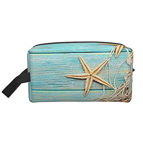 Kulturbeutel für Damen und Herren, wasserdichte Kosmetiktasche, Reise-Make-up-Tasche, Organizer mit Griff, Strand-Seestern-Aufbewahrungstasche von Ahdyr