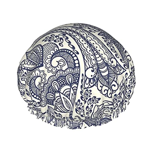 Paisley Duschhaube, wiederverwendbare Badehauben für Frauen, langes Haar, doppelschichtiger wasserdichter Badehauben-Haarschutz für Kinder, Mädchen, Männer von Ahdyr