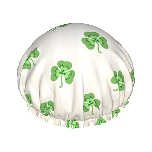 St. Patrick's Days Clovers Pattern Duschhaube, wiederverwendbare Duschhauben für Frauen, langes Haar, doppelschichtiger wasserdichter Duschhut, Haarschutz für Kinder, Mädchen, Männer von Ahdyr