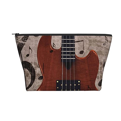 Tragbare Kosmetiktasche Retro Grau Musikalische Gitarre Make-up Tasche Reise Kulturbeutel Für Mädchen Frauen von Ahdyr