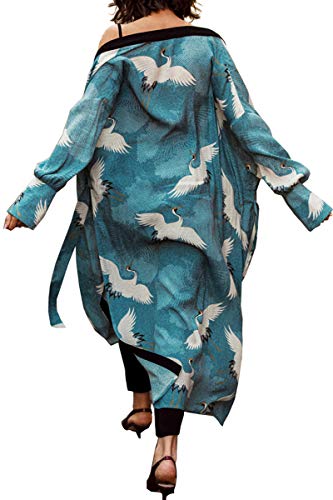 LikeJump Damen Boho Kimono Lang Kleid Strandkleider Cardigan Pareo Badeanzug Cover Ups von LikeJump