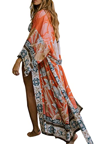 LikeJump Damen Kimono Knielänge Strandkleid Lang Sommerkleid Bikini Cover Up von LikeJump