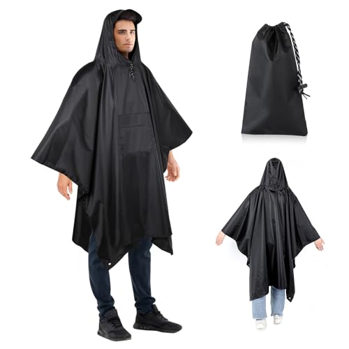 AiQInu 3 in 1 Regenponcho Wasserdicht, Regenmantel Fahrrad, Regenponcho mit Ärmeln, Fahrrad Regenjacke Damen, Leichter Regenschutz Regencape von AiQInu