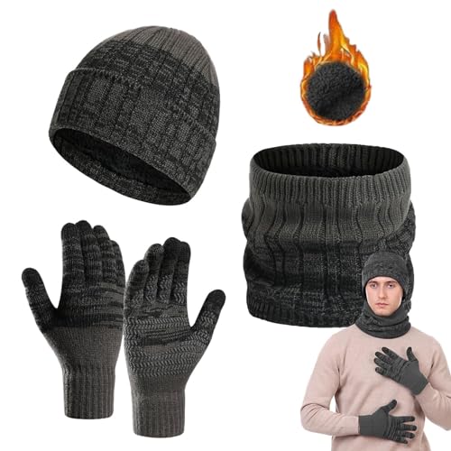 Damen Mütze, Schal und Handschuhe Set Winter | Gestrickte Beanie-Mütze, Handschuhe und Halswärmer | 3-in-1-Set für Damen, Winter-Set mit warmer, dehnbarer, weicher Mütze, Mütze, Schal, Aibyks von Aibyks