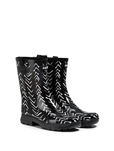 Aigle Damen Alya-Aufdruck Gummistiefel, Chevron, 41 EU Weit von Aigle