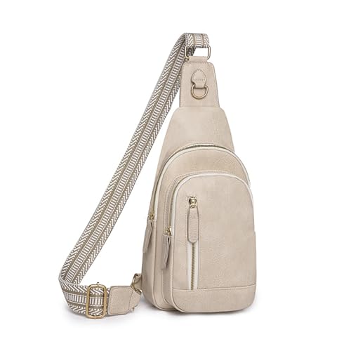 Ailan Stilvolle Umhängetasche für Damen, leicht und pillingfrei, großes Fassungsvermögen, mehrlagige Tasche, abnehmbarer Schultergurt, Beige von Ailan