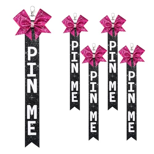 Aileam Cheer Pin Me Schleifenband, Glitzer, Neonrosa, Haar-Accessoire für Cheerleading-Sport, Schlüsselanhänger mit Strasssteinen, Schleife, Me-Cheer-Wettbewerb für Teenager-Mädchen, 4 Stück Aileam Cheer Pin Me Schleifenband, Glitzer, Neonrosa, Haar-Accessoire für Cheerleading-Sport, Schlüsselanhänger mit Strasssteinen, Schleife, Me-Cheer-Wettbewerb für Teenager-Mädchen, 4 Stück von Aileam