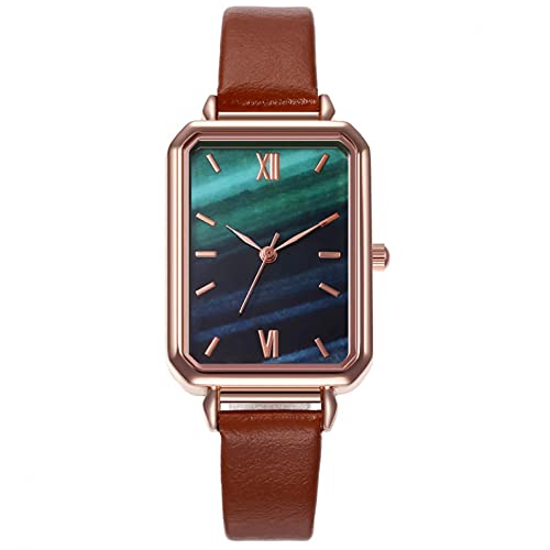 Ainiyo Uhr Damen Armbanduhr Damenuhren Quarzuhr Watch für Frauen Damen, Elegante minimalistische Mode mit Lederband Zifferblatt Damen Quarzuhr Geschenkuhr Mädchenuhr Damenuhr Braun von Ainiyo