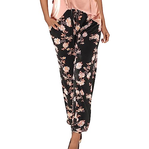 Damen Sommerhose Strandhose Sommer Freizeithose Große Größen Elegant Stoffhose für Frauen Damen Casual Loose Bequem Jogginghose Strand Hose von Ainiyo