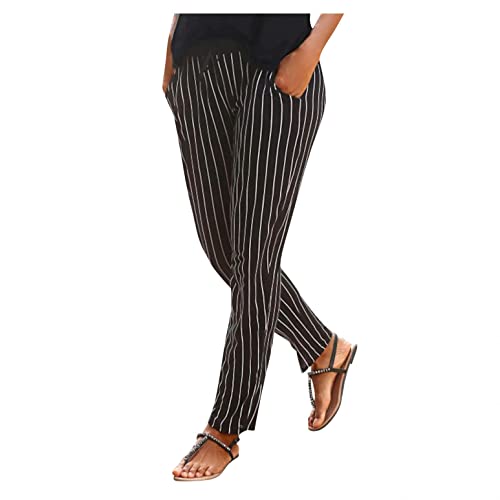 Damen Strandhose Sommer Freizeithose Große Größen Elegant Stoffhose für Frauen Damen Casual Loose Bequem Jogginghose Strand Hose Sommerhose von Ainiyo