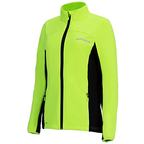 Airtracks Damen Thermo Jacke Pro Line II Softshell Fahrradjacke Laufjacke Radlerjacke Radjacke Wasserdicht Winddicht Windstopper Atmungsaktiv Reflektierend - Neon M von Airtracks