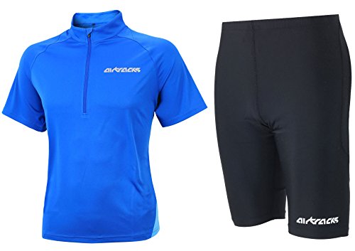 Airtracks FUNKTIONS-LAUFSET - Laufhose PRO AIR KURZ/Running Hose + Laufshirt Kurzarm AIR TECH/Running T-Shirt - blau-schwarz - S von Airtracks