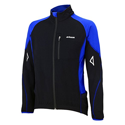 Airtracks Herren Winter Fahrradtrikot Langarm Pro-T Thermo Funktions Radtrikot Warm Fleece Reflektoren Full Zip -SCHWARZ-BLAU - L von Airtracks